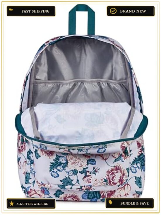 JanSport SuperBreak Plus Backpack 15 Inch Laptop Sleeve Polyester